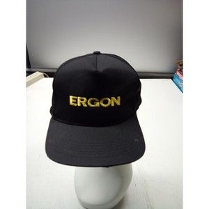Vintage Ergon Black Trucker Adult Adjustable Snapback Hat Cap Tex Kap New